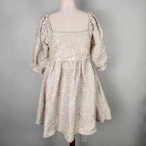 Mittoshop Floral Print Jacquard Cottagecore Boho Peasant Fairy Dress Size M #590